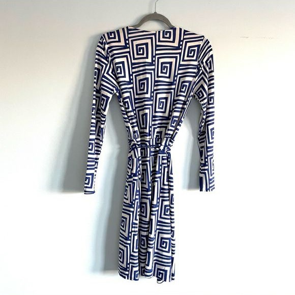DIANE VON FURSTENBERG DEIANIRA Silk Jersey Geometric Print DRESS Size: 6. - Picture 6 of 8